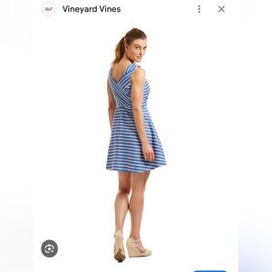 Women’s Vineyard Vines Cotton Linen Stripe Dress size 16 spinnaker blue NWT